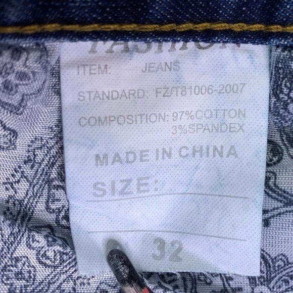 Hong Tao Distressed Blue Denim Men's Jeans Size 32 - Picture 5 of 5